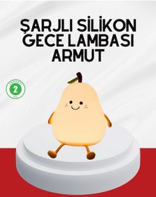 Resim Muratech Usb Şarjlı Armut Gece Lambası Dokunmatik Renk Değişimli Plastik 