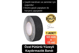 Resim Svein 50 mm x 15 mt Siyah Kaydırmaz Bant Yapışkanlı Merdiven Basamak Zemin Güçlü Tutunabilen Halı 