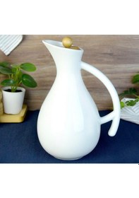 Resim Konak Züccaciye Fiona Porselen Yağlık 1000ml Bambu Kapaklı Büyük 