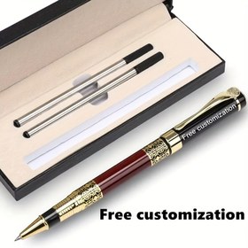Resim metal oyma nötr kalem, 1 adet kalem + 2 adet dolum ucu + hediye kutusu, kişiselleştirilmiş yüksek kaliteli ofis hediyeleri, mevsim kutlama hediyeleri. 0.5mm dolgulu 
