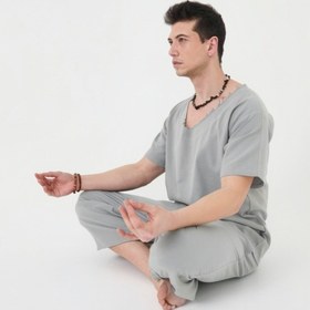 Resim RELAXL 2XS-10XL Battal Boy %100 Pamuk Açık Gri Şalvar Yoga Meditasyon 