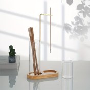 Resim 8 Yuvalı Cam Tütsü Yakıcı Metal Tel Tutucu ile - Tersine Kullanılabilir Bambu Görünümlü Taban, Elektrik Gerektirmez, Yaratıcı Minimalist Ev Dekoru İçin, İç/Dış Mekan Kullanımı, Dış Mekan Kokusu Çözümü, Zarif Tasarım, Doğal Estetik 