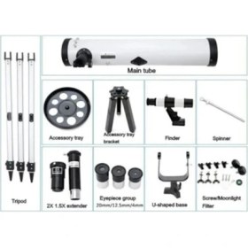 Resim 76 x 700 Profesyonel Aynalı Uzay Teleskopu Beyaz 