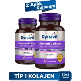 Resim Dynavit Diamond Collagen&Hyaluronic Acid Complex 30 Tablet x2 - Saç&Cilt&Tırnak - Hidrolize Peptit Tip 1 Balık Kolajeni, Hyaluronik Asit, Resveratrol, Nar Meyve Kabuğu Ekstresi 