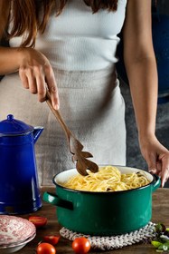 Resim Ceviz Ağacı El Yapımı 4 Parça Mutfak Seti, Tahta Kaşık, Çatal, Spatula, 30 cm. 