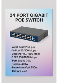 Resim 24 Port Gigabit Poe Switch 10/100/1000 