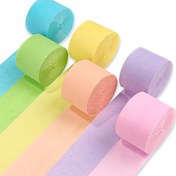 Resim 6 Rulo Krep Kağıt Süslemeleri, Doğum Günü Süsleri için 6 Pastel Renkli Parti Süslemeleri Paketi, Parti Süslemeleri, Düğün Süslemeleri (4.57 cm x 24.99 metre / Rulo) 