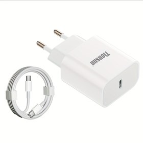 Resim 2'li Paket Type-C Duvar Şarj Cihazı ve C'den C'ye Veri Kablosu, 5v2a Type C Adaptör, Avrupa Standart Fişi, Telefon 15 14 13 Pro Max/XS/XR/SE/iPad, Galaxy, Pixel için Seyahat Güç Kaynağı 
