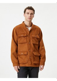Resim Koton Süet Görünümlü Ceket Slim Fit Cep Detaylı Düğmeli Kahverengi 4Wam20199Hw 4Wam20199Hw517 Kahverengi 