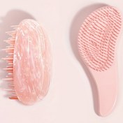 Resim 2'li Set Mermer Desenli Yumuşak Dişli Tarak Yumurta Şeklinde Taraklar Anti-statik Saç Fırçası Sapı Karışıklığı Çözme Tarak Duş Masaj Tarak Salon Saç Şekillendirme Araçları 