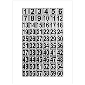 Resim Metal Kapı,masa,dolap Numarası 15cmx15cm 60 Adet (1…60) Gümüş Renk Metal 