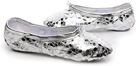 Resim Erkek Kız Için Kaymaz Pu Deri Bale Ayakkabısı Gümüş Renk Yoganız Ve Bale Pratiğiniz İçin Rahat Ve Denge Sağlayan Tasarım 