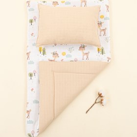 Resim Alt Açma Matı ve Yastık - Çift Taraflı - Kumsal Beji Muslin - Ceylan 