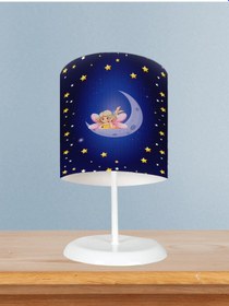 Resim Mekta Home Bebek Ve Çocuk Odası Ay Üzerinde Uçan Peri Kız Desenli Abajur 