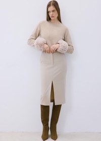 Resim Tüy Dokulu Bej Kürk Kolluk - BEJ / STD 