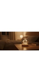 Resim 3D LED Kalpli Yunus Balığı Kristal Küre - Sarı Işıklı, Dekoratif ve Hediyelik Ürün 