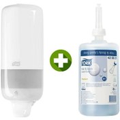 Resim 1 Ad. Tork Sıvı Sabun Dispenseri Beyaz 560000 + 1 Litre Tork Sıvı Sabun Premium Hediyeli 
