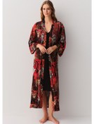 Resim Suwen Rustic Uzun Sabahlık Sh26118615l95 Kırmızı Desenli 