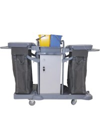 Resim Kat Hizmet Arabası Dolaplı Çift Bandalı Plastik 