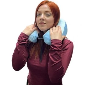Resim Seyahat Yastığı Uçak, Otobüs, Özel Araç - Mavi 