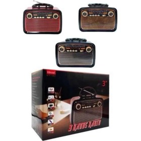 Resim Makay Nostaljik Görünümlü Ahşap Radyo Tf Sd Usb Girişli Led Fener Işıklı 