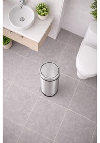 Resim Sas 11 Litre Döner Kapaklı Paslanmaz Çelik Banyo & Wc Çöp Kovası Titan 7511 Gri 