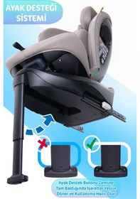 Resim Prego Omegafix Alarmlı 360 Derece Dönebilen -0-36 Kg -i-size Belgeli - Destek Ayaklı Oto Koltuğu 
