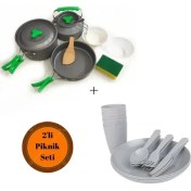 Resim Orcamp OUT-1150 3'LÜ Kamp Mutfak Seti + Piknik Seti – 20 Parça-MercampOutdoor(Gri) 