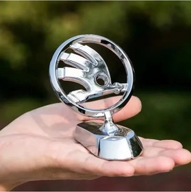 Resim Topshop1 1pc 3d Alaşım Elektrokaplama Skoda Kodiaq Octavia A7 A8 A5 Yeti Fabia 2 Superb 3 Kodiak Rapid Karoq Kamiq Kaput Rozeti Silvery 