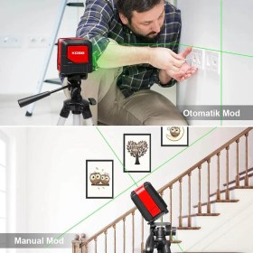 Resim Kobb KBL91G 30 Metre Profesyonel Yatay ve Dikey Otomatik Hizalamalı Yeşil Çapraz Çizgi Lazer Distomat 