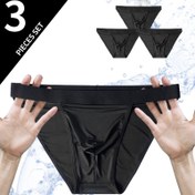 Resim 3'lü Paket Erkekler için Buz İpeksi İç Çamaşırı - Spor & Gym için Nefes Alabilir Hızlı Kuruyan Dikişsiz Boxer Külotlar, Sürtünmeye Karşı Esnek Bel Bandı, Yumuşak Esnek Görünümlü Siyah Günlük İç Çamaşırı, Antrenman İç Çamaşırı, Şık Görünüm, Rahat Kalıp 