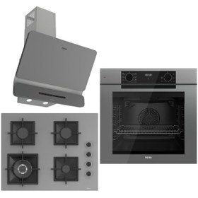 Resim Ferre Grey FryArt Ankastre Set ( QEP63CPR - SC408-WFA - D082-SA ) A++ Sessiz Davlumbaz - 65 cm Ocak 