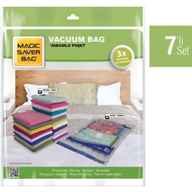 Resim Magic Saver Bag 7'li Vakumlu Hurç-vakumlu Poşet Seti (2 L + 2 Xl + 2 Xxl + 1 Jumbo) 