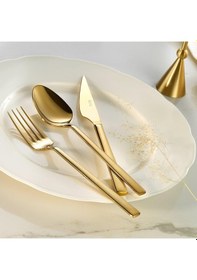 Resim Fecra Doğa 18 Parça Gold Çatal Kaşık Bıçak Seti 