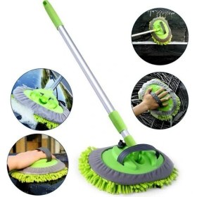 Resim Mikrofiber Çok Fonksiyonlu Teleskobik Sopalı Oto Araba Yıkama ve Pencere Cam Temizleme Fırçası Mopu 