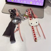Resim SANRIO Hello Kitty Şirin Çanta Aksesuarı - Kadınlar İçin El Çantası ve Cüzdan Anahtarlık Kolyesi 