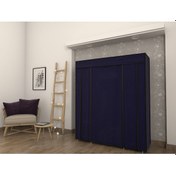 Resim Lacivert Çift Yandan Raflı Bez Dolap Gardrop Lacivert 