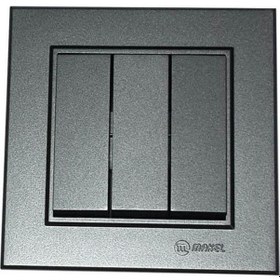 Resim Makel Karea Üçlü Anahtar Füme Modül+Kapak+Çerçeve 