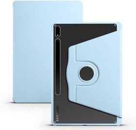 Resim Samsung Galaxy Tab S7 FE LTE T737 T736 T733 T730 ile uyumlu Kılıf Termik Kalem Bölmeli Dönebilen Standlı Case Mavi 