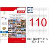 Resim Tanex Tw-4110 40X12 MM Polyester Etiket 25 Li 