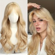 Resim Kadınlar İçin Uzun Dalgalı Peruk - Doğal Görünümlü Sentetik Saç Değiştirme Peruk, Rahatlık için Rose Net Kapaklı, Kıvırcık Dalga Dokusu, Cosplay ve Günlük Kullanım, Avrupa Koleksiyonu (Tüm Etnik Gruplar), Şık Saç Aksesuarları 