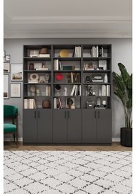 Resim Asra Trend %100 MDFLAM Koyu Gri Kapaklı Kitaplık K-57 