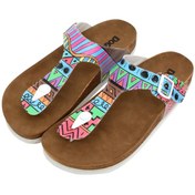 Resim Dogo Kadın Vegan Deri Çok Renkli Parmak Arası Terlik - Colors Of Patterns Tasarım 