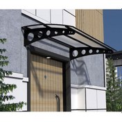 Resim Metal Taşıyıcılı Kapı Üstü Pratik Sundurma Siyah - Şeffaf Levha 300 X 70 Md1 