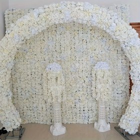 Resim 1 adet Yapay Çiçekler Düğün Töreni Dahlia Çiçek Aranjmanı Nakış Topu Gül Aranjmanı Kemer Çiçek T Masa Çiçek Yol Rehberi Çiçek Düğün Prop Dekorasyon 