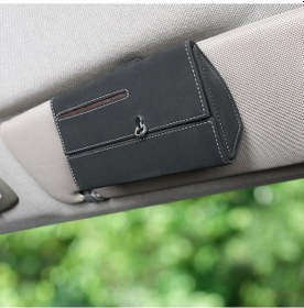 Resim Jeehugo Siyah Otomobil Güneşlik Kutu, Çok Fonksiyonlu Araç İçin Belge Çantası, Kolay Kullanım Ve Dayanıklı Malzeme İle Araç İç Saklama Çanta 