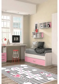 Resim Dijital Baskılı Gri Pembe Sayı Desen Dekoratif Yıkanabilir Kaymaz Taban Çocuk Halısı Çok Renkli 