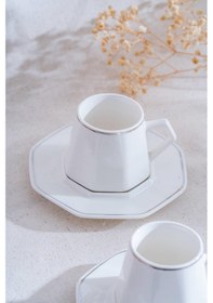 Resim Acar Elara Silver 6 Kişilik Kahve Fincanı Takımı - 90 Ml Beyaz 