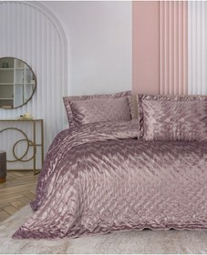 Resim Cotton Box Smart Çift Kişilik Yatak Örtüsü Kadife Varaklı Luz Pudra 