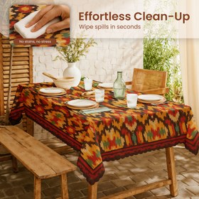 Resim 3 Katmanlı Canlı Çiçekli Masa Örtüsü Seti - Dikdörtgen, Kare, Yuvarlak, Oval Masalar için Şık Polyester Kapalı / Açık Masa Örtüleri - Partiler, Aile Toplantıları, Piknikler ve Noel Dekoru, Açık Masa Dekoru için Mükemmel 